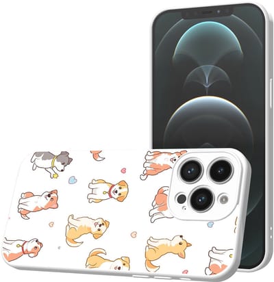 Smartphonica Telefoonhoesje Geschikt voor iPhone 12 Pro Max met Honden opdruk - TPU Back Cover Case Dogs Design - Wit geschikt voor iPhone 12 Pro Max