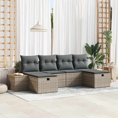 vidaXL - Tuinbank - Set - 6 - st - Grijs - poly - rattan