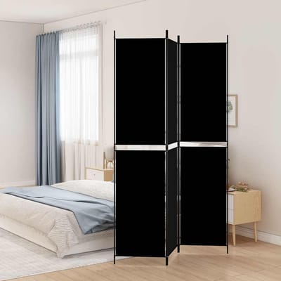 vidaXL - Kamerscherm - met - 3 - panelen - 150x220 - cm - stof - zwart