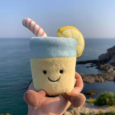 Schattige Drank Pluche Speelgoed Set Squishy Gevuld Citroensap Kokosnoot Cocktail Poppen Voedsel Pluche Speelgoed Voor Kinderen Zomer Decoratie Verjaardagscadeau 10CM beige