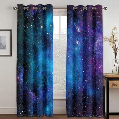 Galaxy Buitenruimte Gordijnen voor Woonkamer Slaapkamer Decoratie Kunst Gordijnen voor Woonkamer Slaapkamer 2 Stuks Gratis Verzending Haak 100W130H(CM)40x51in&Grommet Top