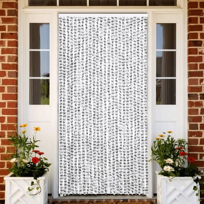 vidaXL - Vliegengordijn - 100x200 - cm - chenille - lichtgrijs - en - donkergrijs