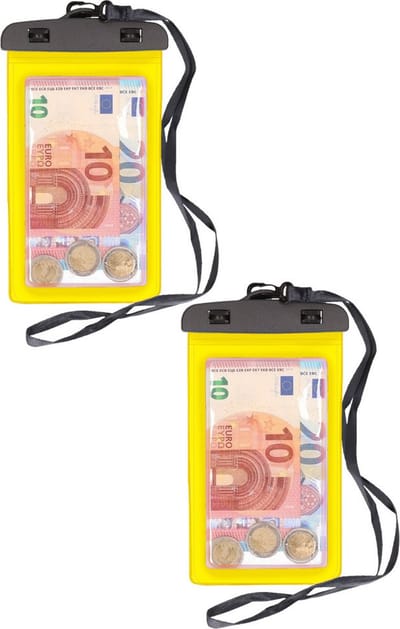 Bellatio Design Telefoonhoesje - 2 ST - waterdicht - voor alle telefoons tot 6 inch - geel