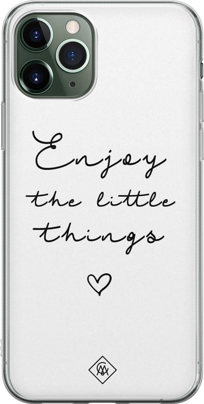 Casimoda® hoesje - Geschikt voor iPhone 11 Pro Max - Enjoy Life - Siliconen/TPU telefoonhoesje - Backcover - Tekst - Zwart