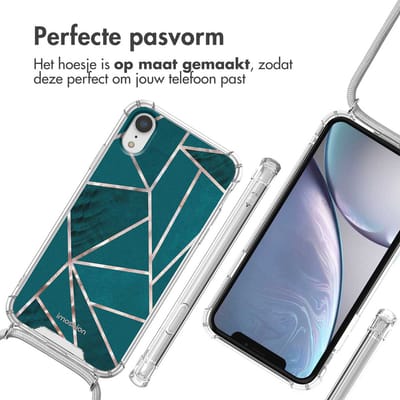 imoshion Hoesje - Geschikt voor Apple iPhone XR - Design Hoesje met Koord - Petrol Green Graphic