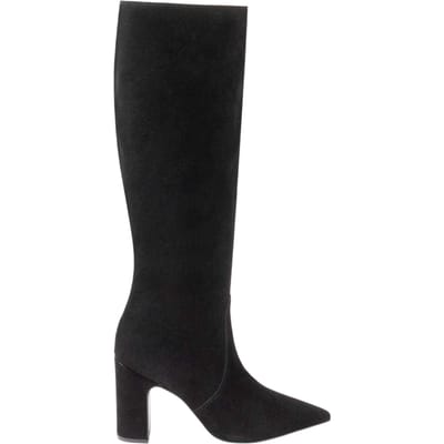 I Saw It First Dames Suède Blokhak Kniehoog Boots (Zwart)