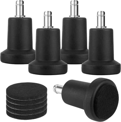 Vervangende Glijders voor Kantoorstoelen - Set van 5 Zwarte 2 Inch Glijders met Vilt Pads voor Bescherming van Vloeren en Stabiele Stoelen