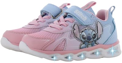 Lilo & Stitch - Schoenen voor meisjes met lichtjes - Stitch Sneakers voor kinderen met klittenband - Lichtgevende kindersneaker - Maat 24 - Roze