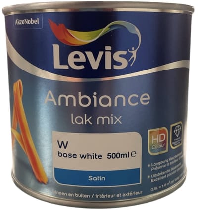 Levis Ambiance Lak Satin - Duurzame watergedragen zijdeglans Lak - Hout en diverse ondergronden - Binnen en buiten - 0.50 L - RAL 9010 Pure White ( gebrokenwit)