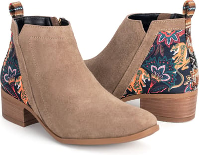Inkkas, Yuuki Bootie, Dames, Enkellaars, Suede, Natuur Print, Rubberzool, Maat 39