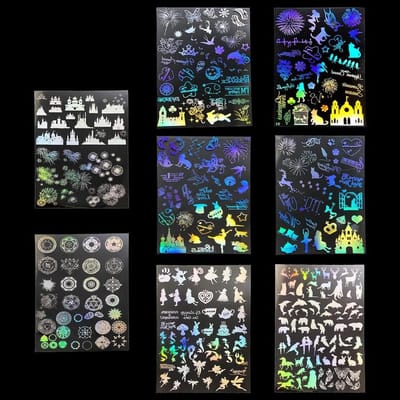 Holografische Stickers - Decoratieve Stickers - Waterdichte Resin Stickers - 8 Vellen (Laser Sticker)