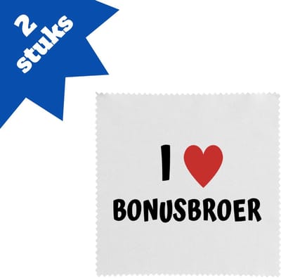 Akyol - i love bonusbroer brillendoekjes - Broer - de liefste bonusbroer - verjaardag - cadeautje voor broer - broer artikelen - kado - geschenk - 17,8 bij 17,8 cm - 2 stuks