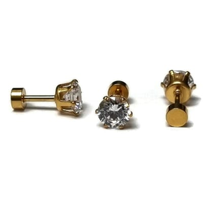 Aramat Jewels | Piercings | Oor piercing met Zirkonia Goudkleur | | | |6mm | Staal | Volwassenen | Verkleurd niet