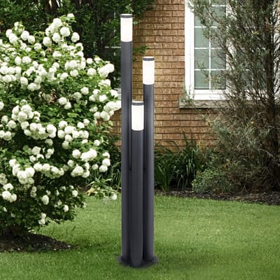 Design Buitenlamp 3-Lichts RVS Antraciet - E27 Fitting - Weerbestendige Tuin- en Voorgevelverlichting