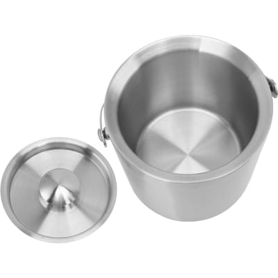 Roestvrijstalen IJsemmer Dubbele Laag Wijn Champagne Bier Vat met Handvat voor Bar Feest 2L 15.5x15.7cm 6.1x6.2in gray