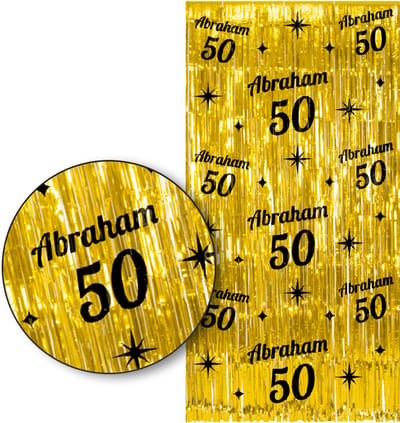 LUQ – Abraham 50 Franjes Gordijn – Goud & Zwart Tinsel Curtain 2x1 m – Luxe decoratie voor verjaardag/birthday party.