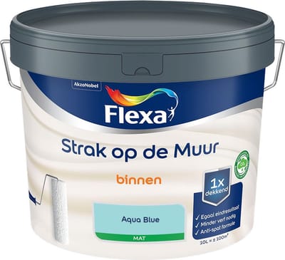Flexa - Strak Op De Muur Binnen Mat - Aqua Blue - Mengverf - 10 L
