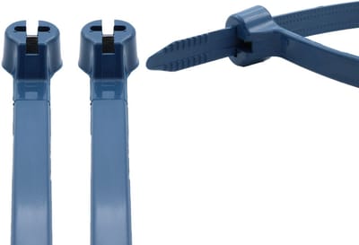 PRO-TIE® - PRO-TIE® Premium Tyraps, kabelbinders Detecteerbaar (HACCP) met stalen RVS 316 sluiting 140 x 3,6 mm Blauw (Zak 100 stuks) (tiewrap/tyrap/tie-wrap/bundelbandje/colsonbandje/)