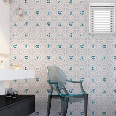 Muurstickers - Zelfklevende tegelmuurstickers voor keuken en badkamer - 60 Delft Berlin tegelstickers - 60 stickers 20x20cm