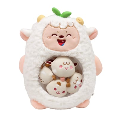 MagniToys – Kawaii Knuffelkussen 40 cm – Zacht Pluche met Mini Knuffeltjes in de Buik – Vanaf 3 Jaar