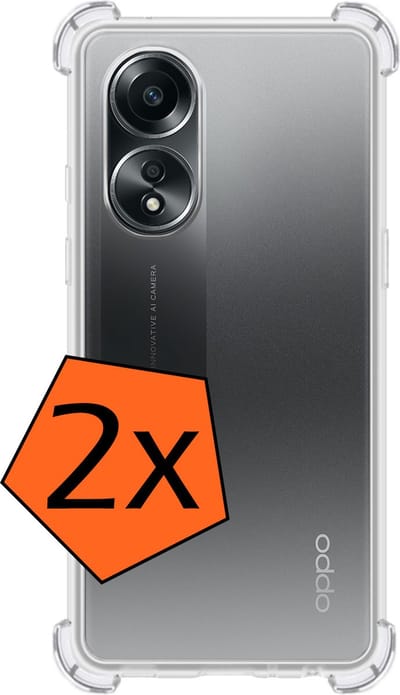 Hoes - 2 Stuks - Geschikt voor OPPO A58 - Sterk & Shockproof - Siliconen Case - Back Cover - Telefoon Hoesje Shock Proof - Transparant