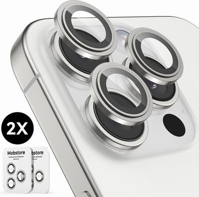 Camera Lens Screen Protector geschikt voor iPhone 16 Pro / 16 Pro Max Camera Lens Screen Protector - Wit Titanium - Screenprotector - 2 stuks - Camera Protector geschikt voor iPhone 16 Pro - Gehard Glas - Eenvoudige Installatie
