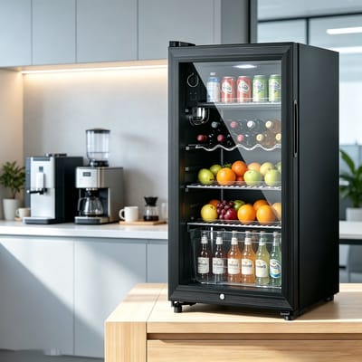 Vrijstaande Drankkoelkast Zwart 118L met apart vriesvak geschikt voor 100 blikjes drank Koelkast voor thuis/kantoor afmetingen 45 x 45.2 x 84 cm