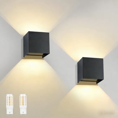 NETTLIFE Wandlamp LED - 2 stuks - zwart - G9 - up down Licht - Geschikt voor binnen en buiten - IP65 - warm wit 3000K - Wandlampen voor tuin