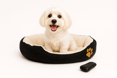 Mobiclinic Pluto - Dierenmand - Hondenbed - Huisdier Bed - Verschillende maten beschikbaar - Zacht - Kattenbed - Antislipbodem - Comfortabel en Aangenaam - Machinewasbaar - Maat M - Zwart en Beige