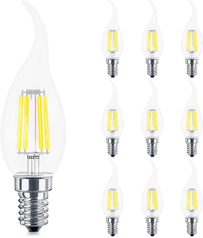 Voordeelpak 10x LED Lamp E14 Kaars Filament Gebogen Flame Tip - Kingtron - Helder 4W 470lm - 830 Warm Wit 3000K - C35T - CLR | Vervangt 40W
