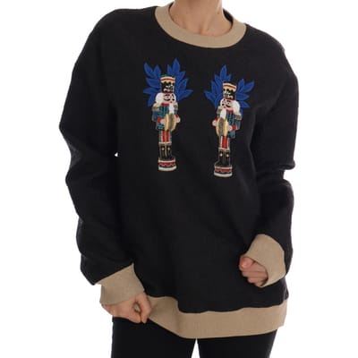 Dolce & Gabbana Vrouwen Zwart Sprookjes Brokaat Rits Trui