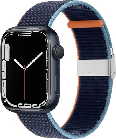 By Qubix - Geschikt voor Apple Watch bandje - Nylon bandje met klemsluiting - Navy - Geschikt voor Apple Watch 38mm / 40mm / 41mm / 42mm - nylon - bandje iWatch