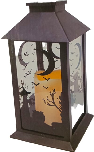 Villa Volance - Halloween Lantaarn 28 x 13 cm – LED Kaars – Decoratieve Spooklamp