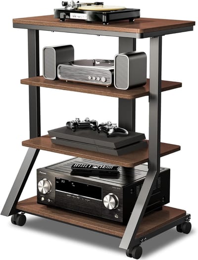 SNJY® Platenspeler Meubel - Platenspeler Kast - LP Houder - Platenhouder - 45,1D x 63,5B x 85,7H cm - Bruin/Zwart