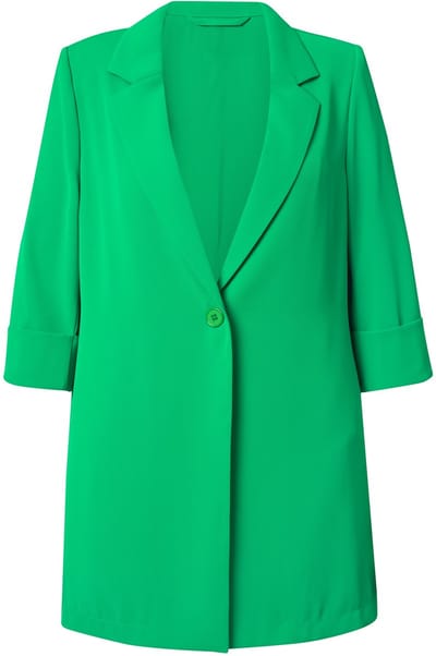 Ulla Popken - Dames - Blazer reverskraag knoopsluiting 3/4-mouwen - Natuurgroen - Maat 42+