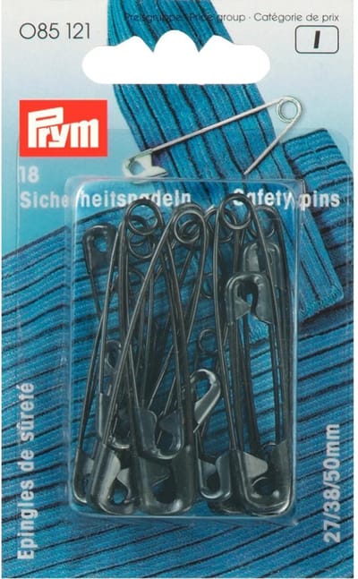 PRYM Veiligheidsspelden staal 27-50mm zwart. 085121 - Veiligheidsspelden - Prym