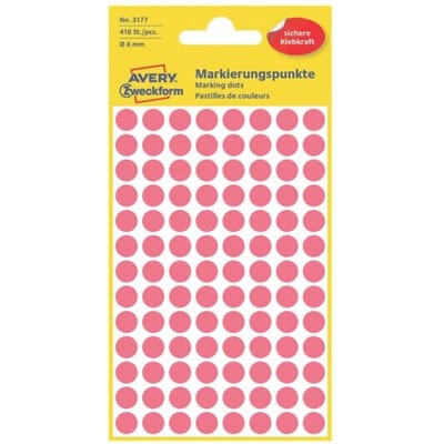 Huismerk Avery 3177 Ronde Etiket 8mm Licht Rood