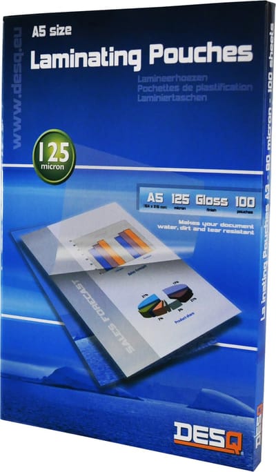 DESQ® Lamineerhoes | A5 | 125 micron | Glanzend | 100 stuks | 154 x 216 mm | Premium | 71153