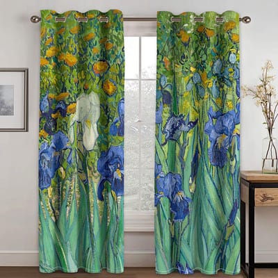 Vroege Europese Renaissance Schilderij Gordijnen Van Gogh Monet Schilderij voor Slaapkamer Woonkamer Keuken Raam Ring Top Gordijnen (50Wx50H)x2(CM)&Rod Pocket