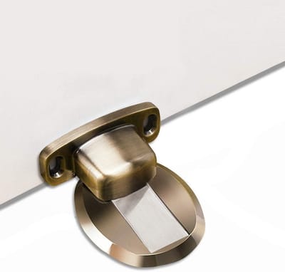 Sterke Magnetische Deurstopper Metaal Zware Kwaliteit met 3M Plakstrip of Schroeven, Bronzen Set van 2