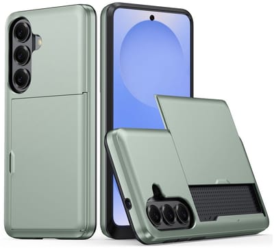 Hoesje met Kaarthouder Slider Geschikt voor Samsung Galaxy S26 Plus | Back Cover Pasjeshouder Achterkant | Kaarthouder voor Twee Pasjes | Groen