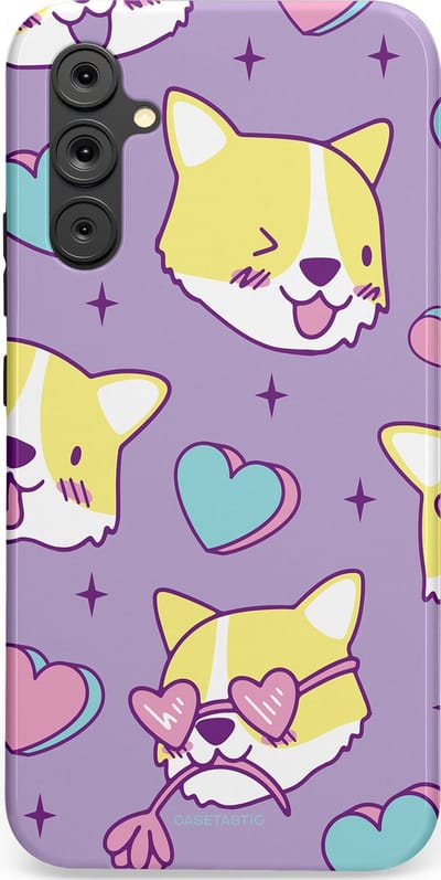 Casetastic Hoesje Geschikt voor Samsung A34 (5G) - Stijlvolle Beschermende Duo-layer Case - Liefde is een Corgi