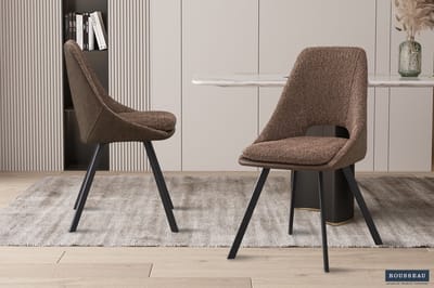 Filou' Bouclé Zand Stoel | Bruine PU Bekleding - 85x48x56cm