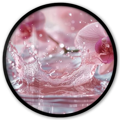 Poster in lijst Rond - Fotolijst 40x40 cm - Posters - Abstract - Modern - Water - Orchidee - Ronde posterlijst zwart - Decoratie - Wanddecoratie woonkamer - Muurdecoratie slaapkamer