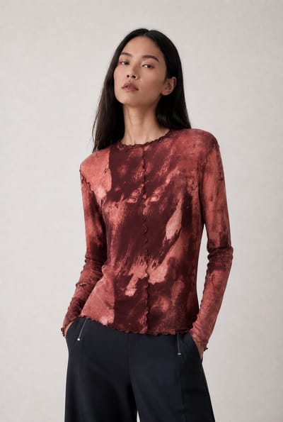 Janette allover print top | Allover Bordeaux - Allover Bordeaux / S