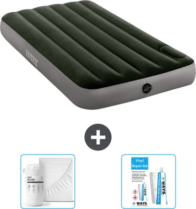 Intex Luchtbed - 1-Persoons - 99 x 191 x 25 cm - Groen - Inclusief Hoeslaken en Reparatieset