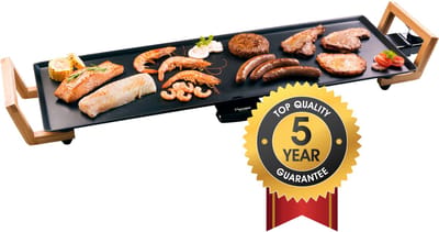 Bestron Bakplaat - ABP603BB - 1800W - Gourmet, Grillplaat L 70x23cm - 6-8 personen - Bamboe - 5 jaar garantie