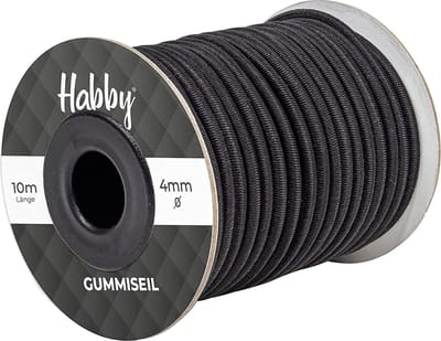 Habby Accessories Spanrubber voor Dekzeilen - Stevig Touw - Elastiekkoord - Expanderkabel - Rubberen Kabel voor Aanhangerzeil - Zeiltouw - Bungeekoord - Spankabel - Zeer Elastisch Touw - Zwart - Dikte 4 mm - Lengte 10 m