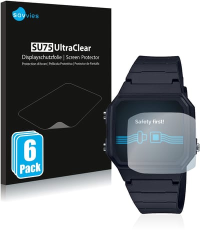 Savvies - Screenprotector voor Casio Unisex A168WA-1YES - Folie Beschermfolie transparant 6 Stuks