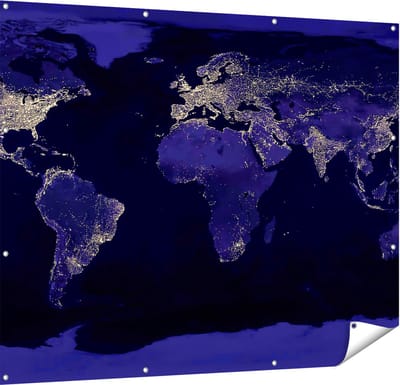 Gards Tuinposter Wereldkaart met Licht Observaties - 150x120 cm - Tuindoek - Tuindecoratie - Wanddecoratie buiten - Tuinschilderij